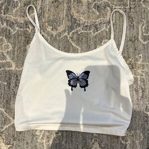 white with butterfly tank top